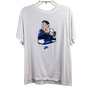 Nike Tee White Blue Shoe Crate Cartoon Graphic T Shirt Air Max 90 Large READ